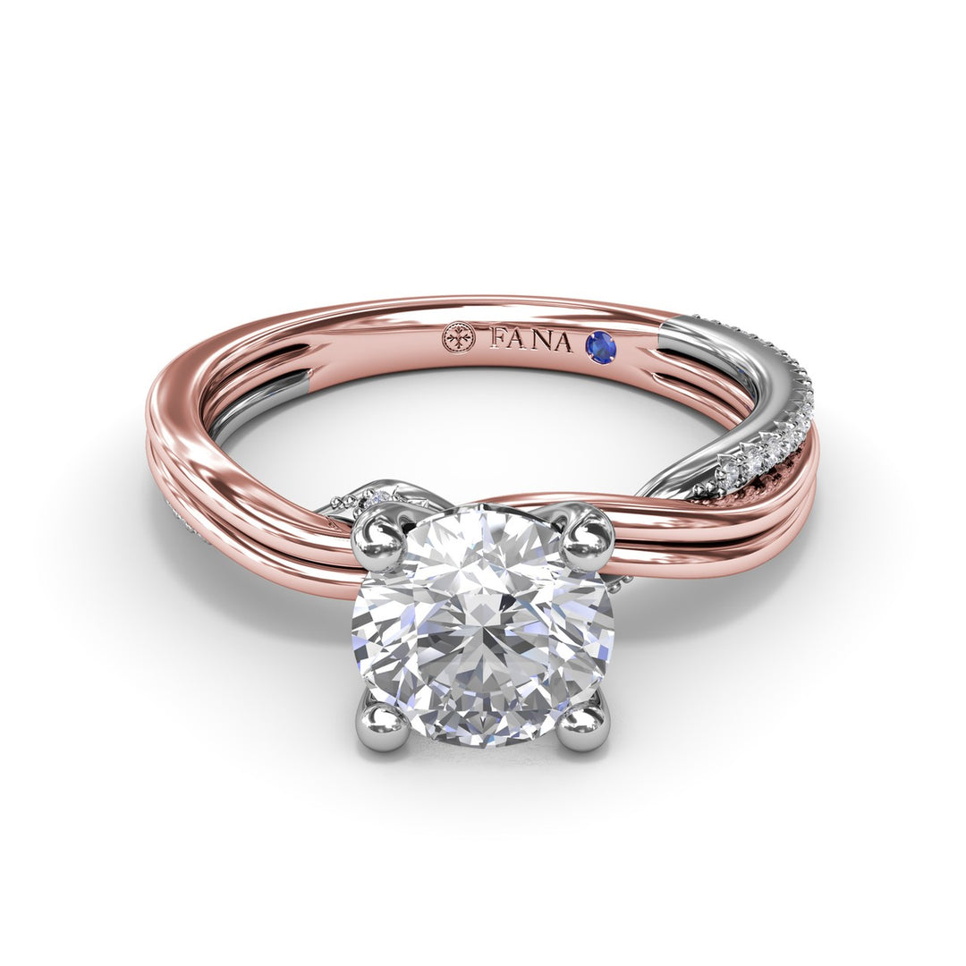 Two-Toned Twist Diamond Engagement Ring