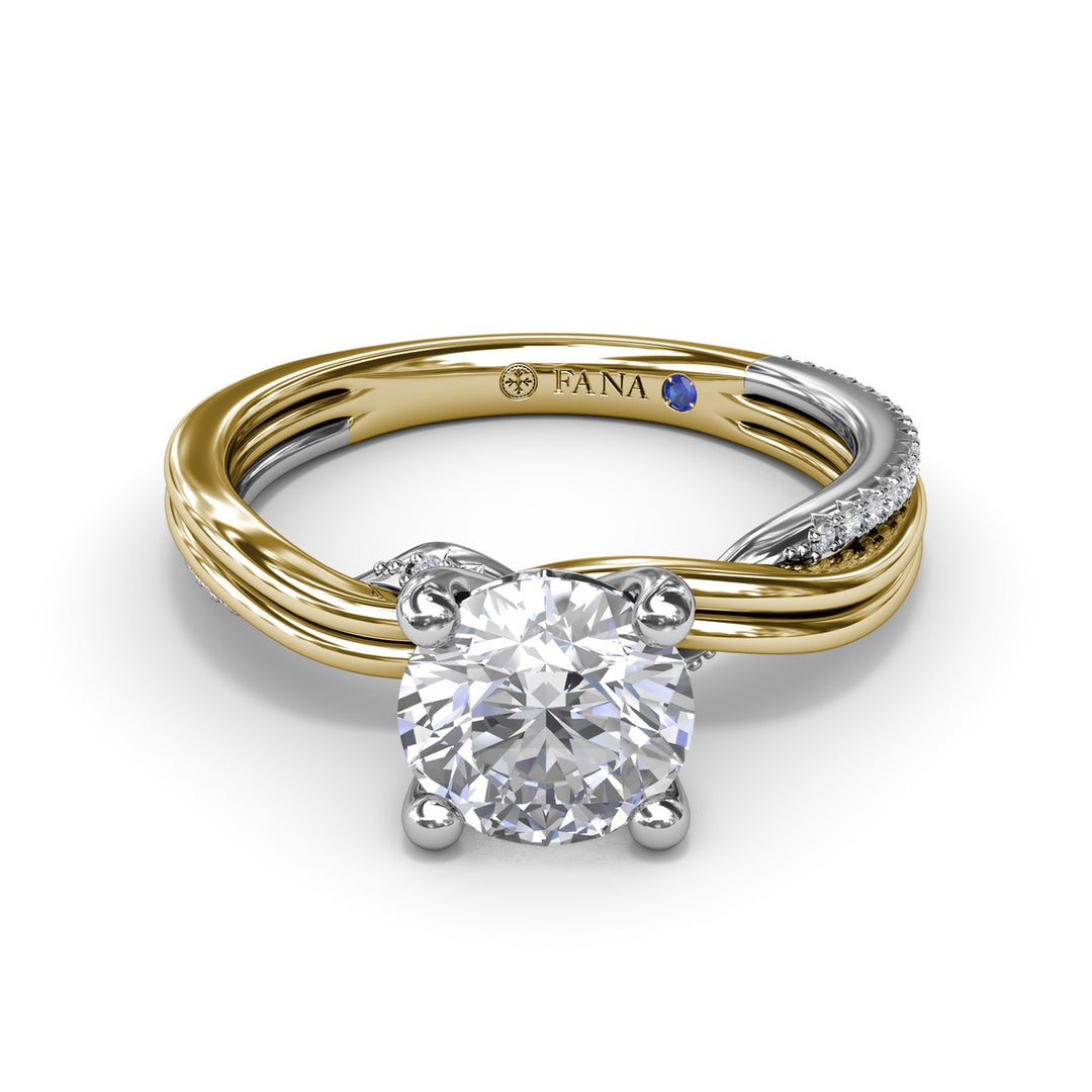Two-Toned Twist Diamond Engagement Ring