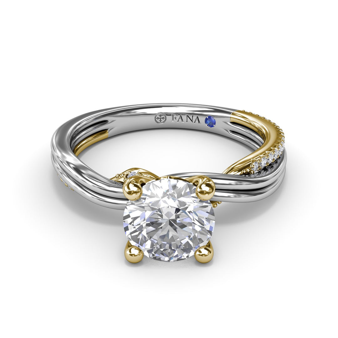 Two-Toned Twist Diamond Engagement Ring