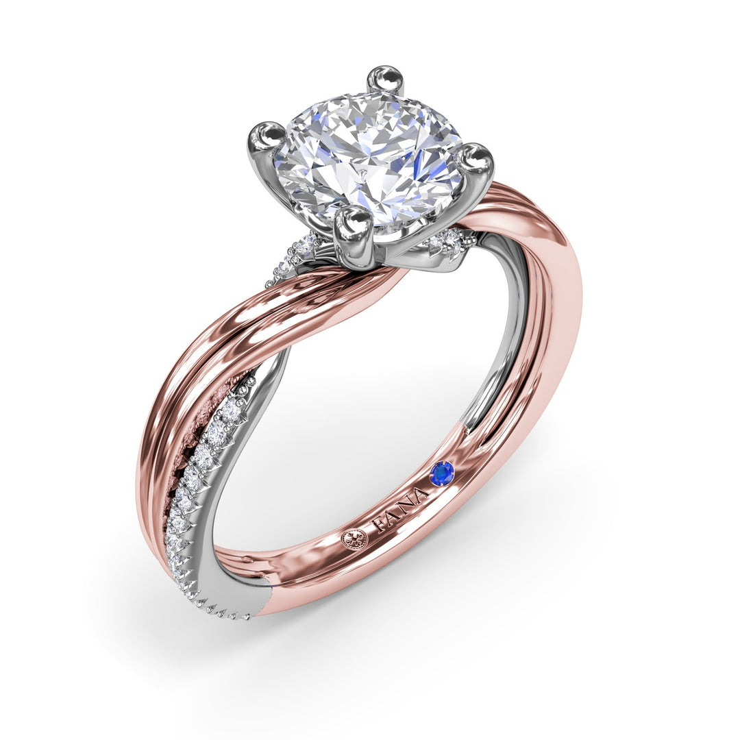 Two-Toned Twist Diamond Engagement Ring