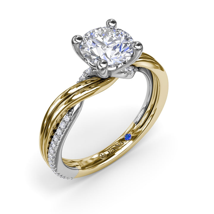 Two-Toned Twist Diamond Engagement Ring