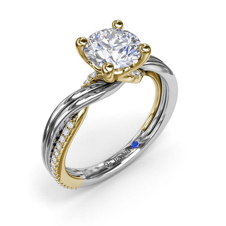 Two-Toned Twist Diamond Engagement Ring