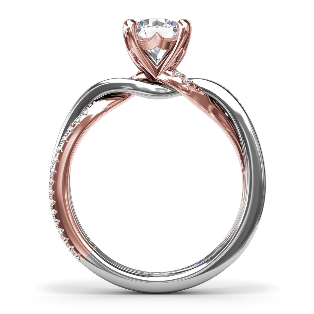 Two-Toned Twist Diamond Engagement Ring