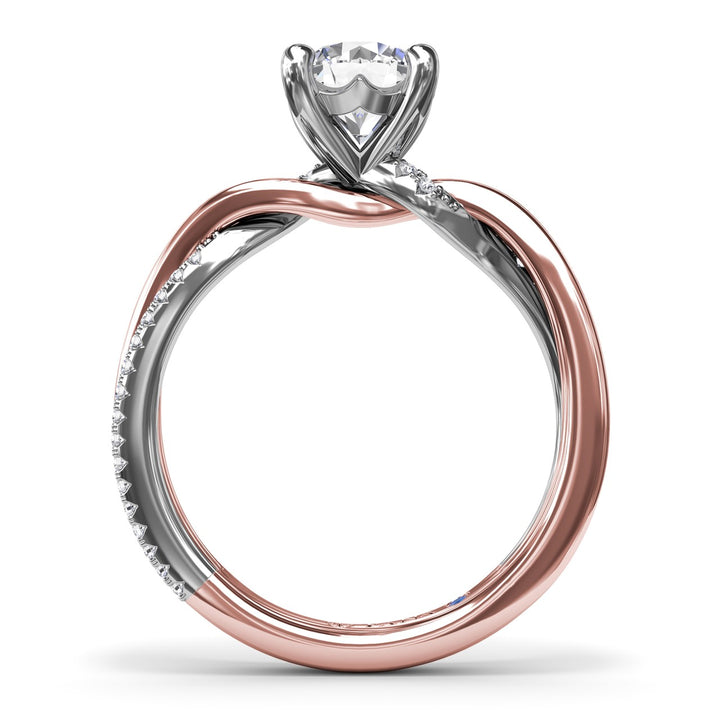 Two-Toned Twist Diamond Engagement Ring