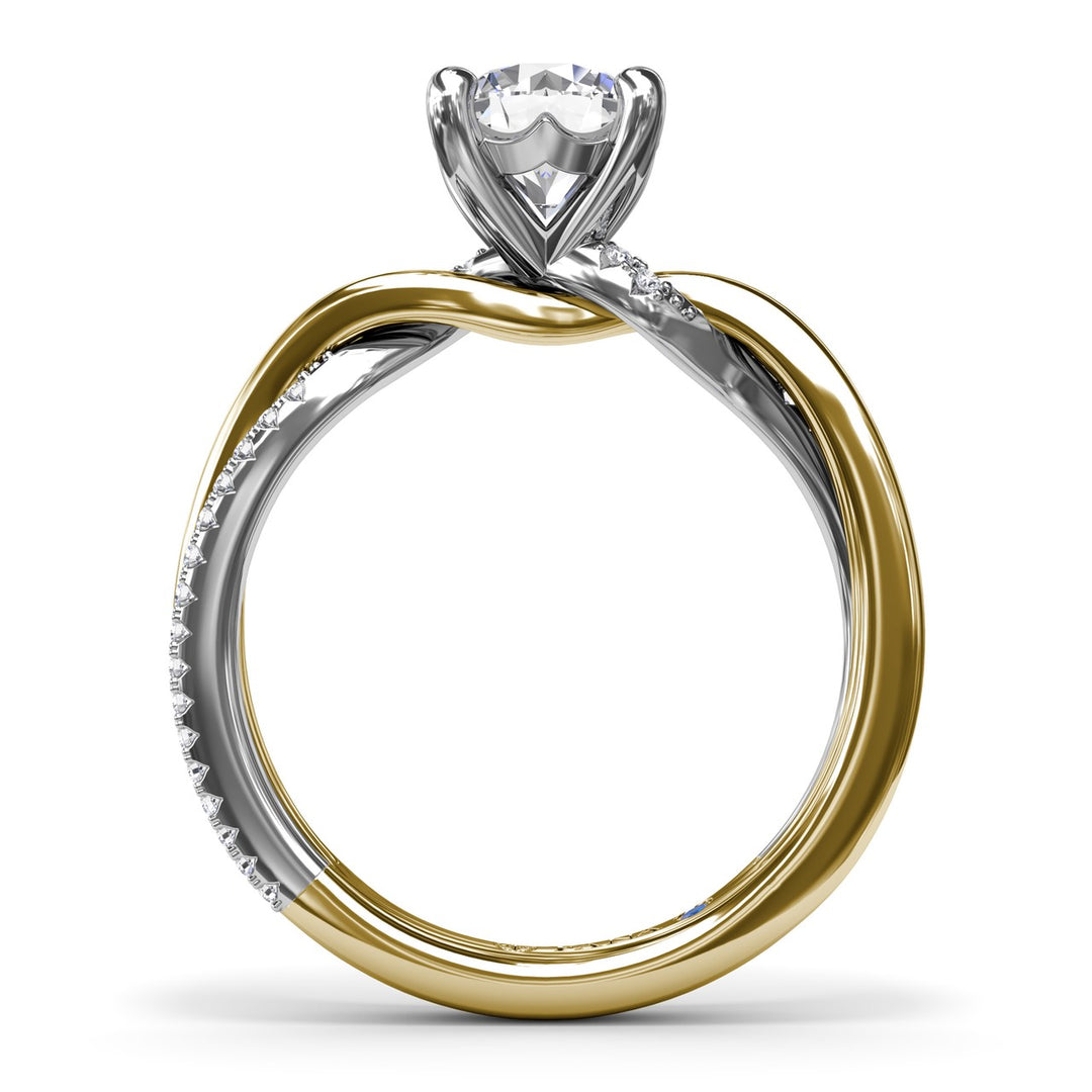 Two-Toned Twist Diamond Engagement Ring