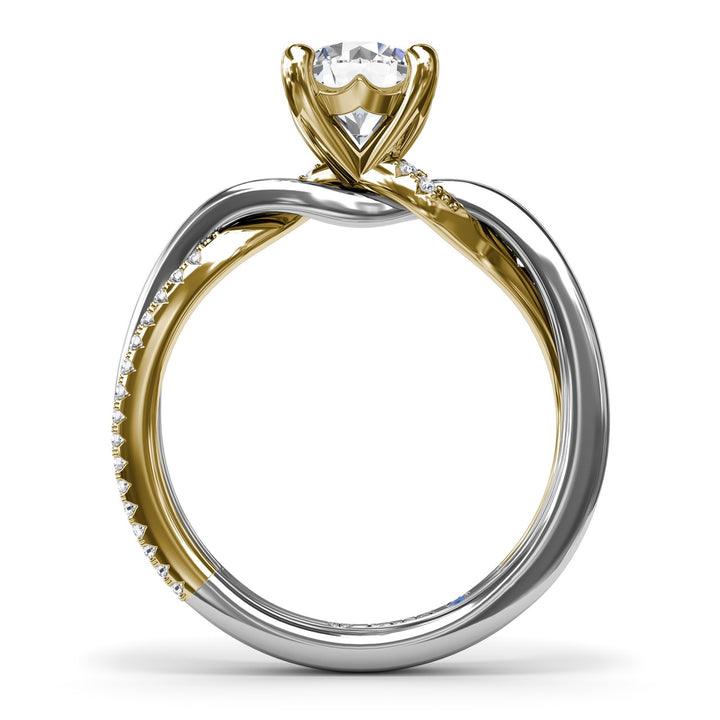Two-Toned Twist Diamond Engagement Ring