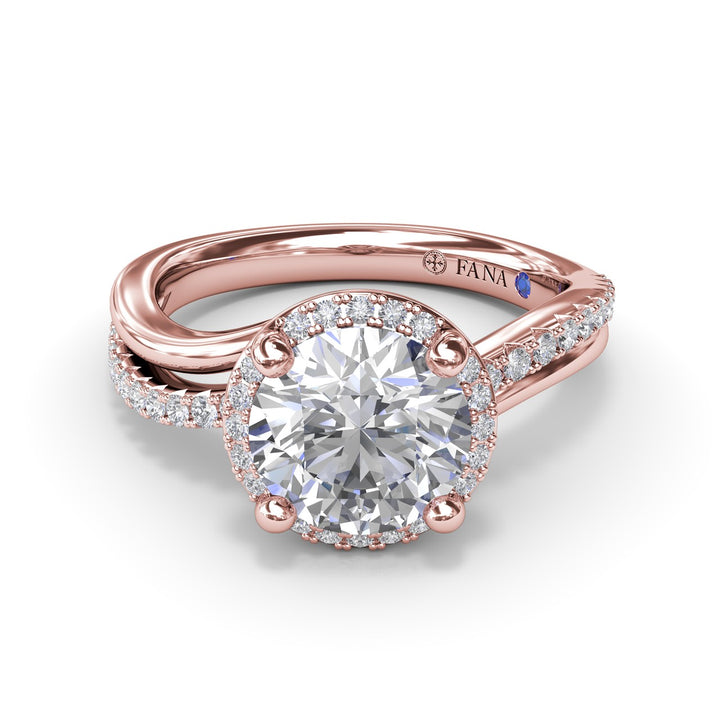 Two-Toned Halo Diamond Engagement Ring