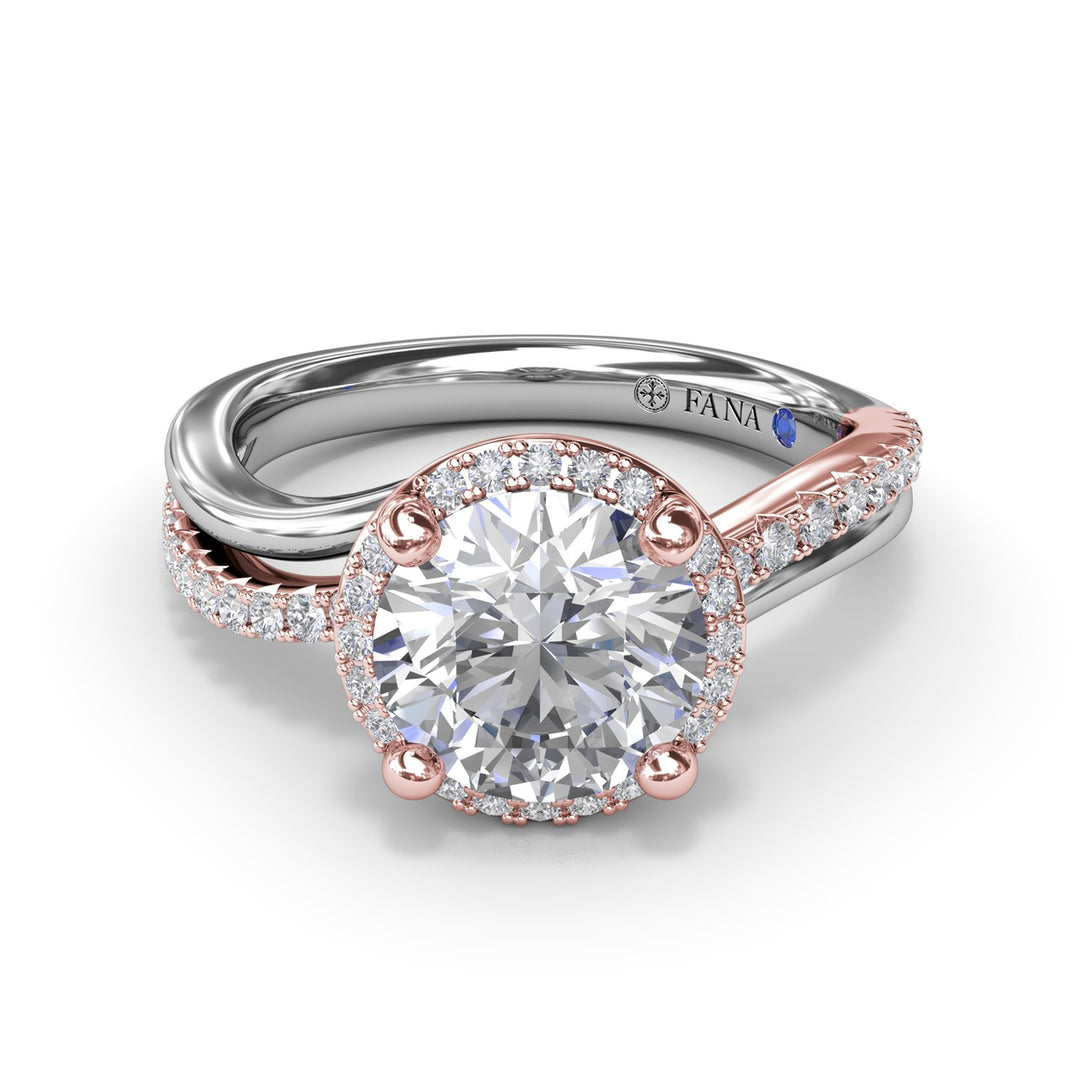 Two-Toned Halo Diamond Engagement Ring