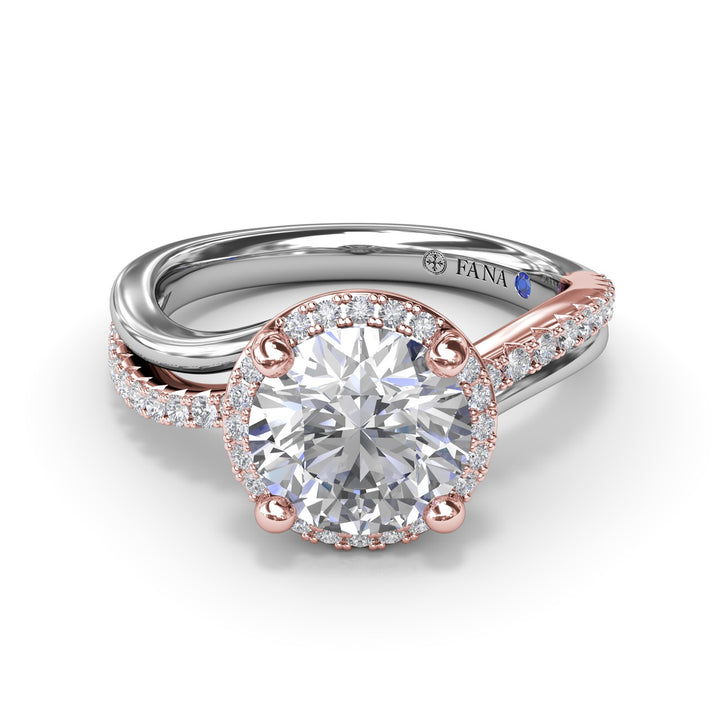 Two-Toned Halo Diamond Engagement Ring