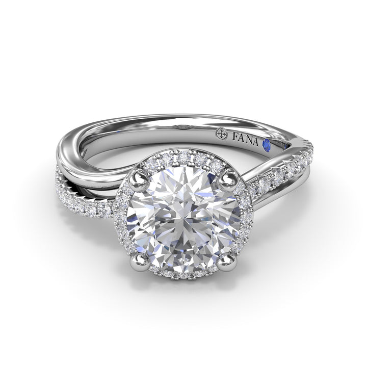 Two-Toned Halo Diamond Engagement Ring