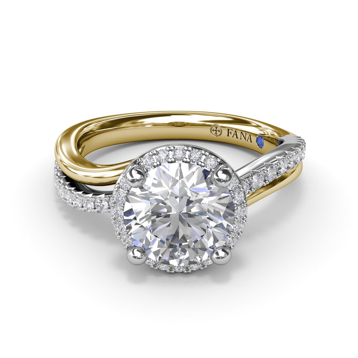 Two-Toned Halo Diamond Engagement Ring