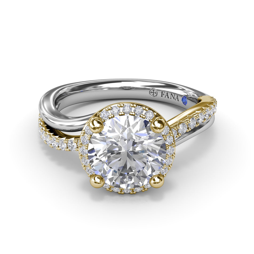 Two-Toned Halo Diamond Engagement Ring
