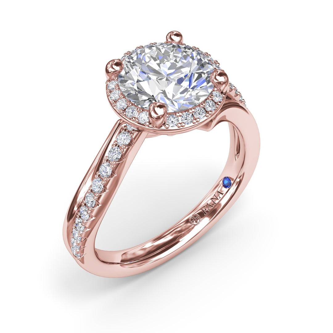 Two-Toned Halo Diamond Engagement Ring
