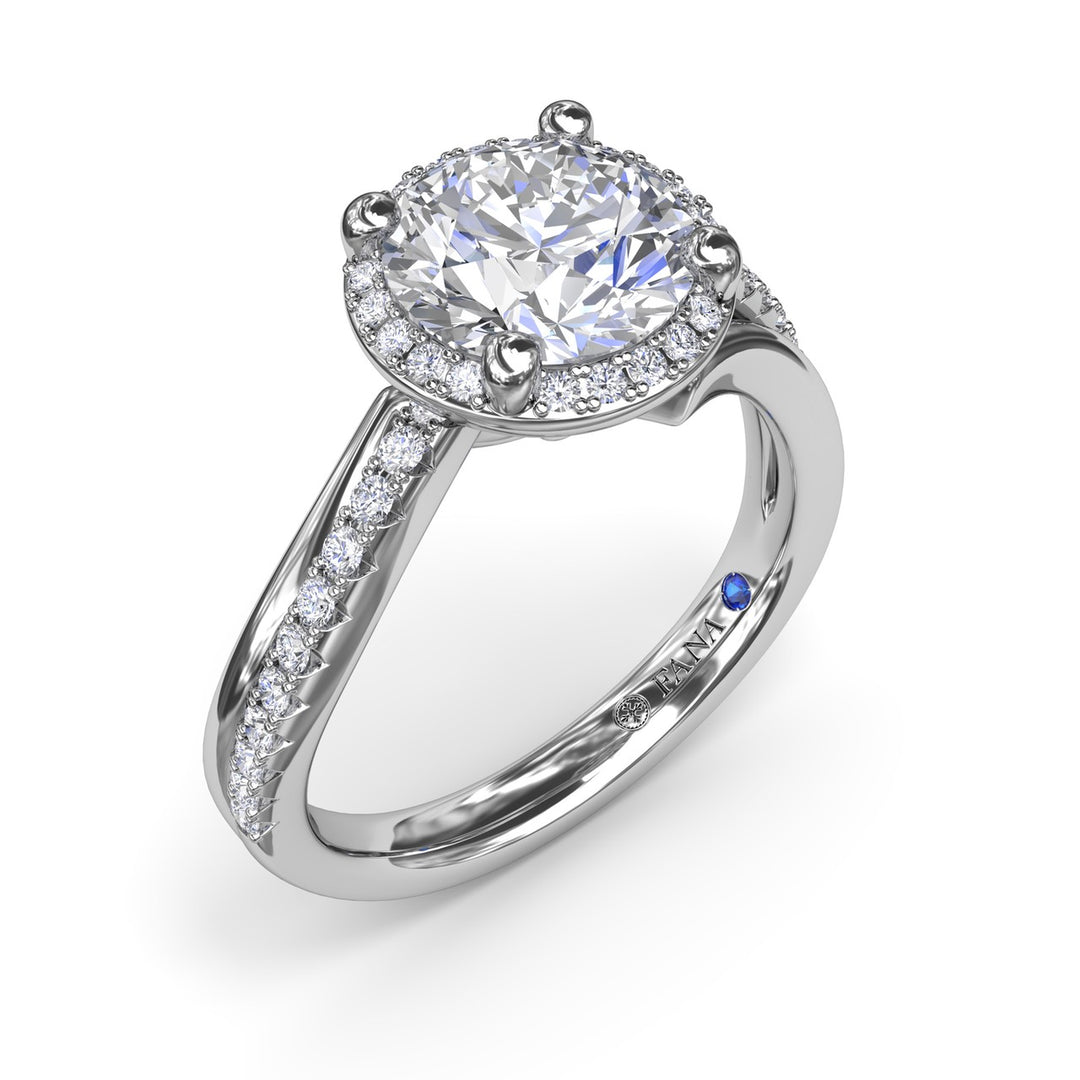 Two-Toned Halo Diamond Engagement Ring