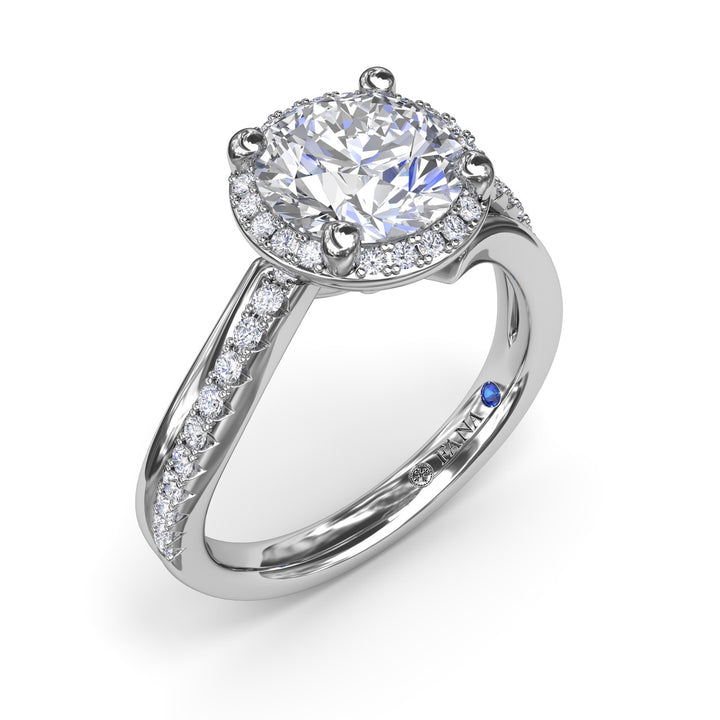 Two-Toned Halo Diamond Engagement Ring