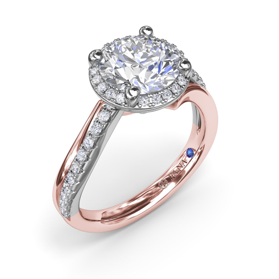 Two-Toned Halo Diamond Engagement Ring