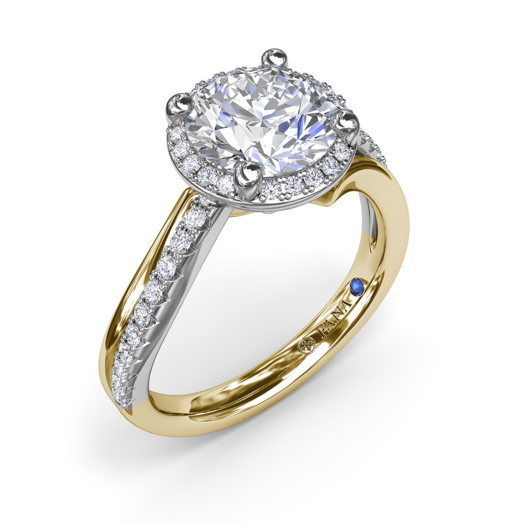 Two-Toned Halo Diamond Engagement Ring