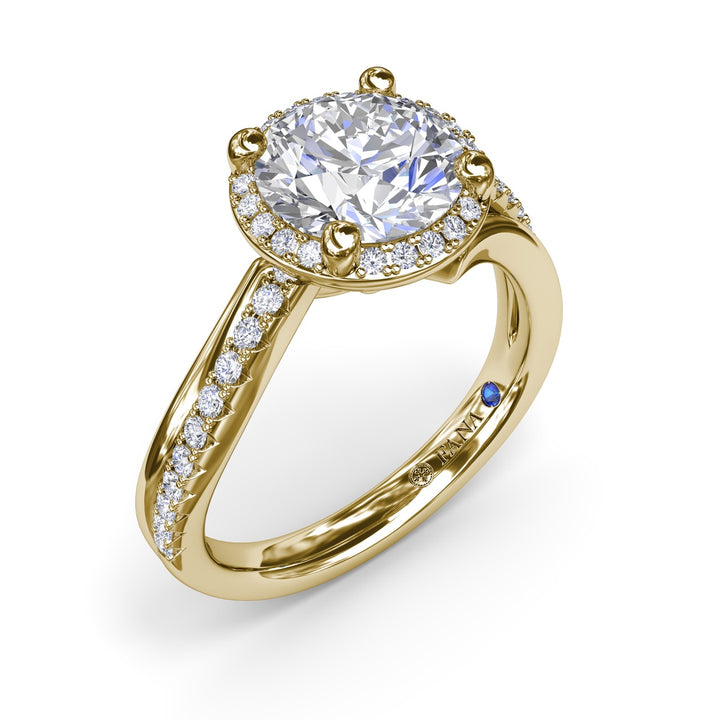 Two-Toned Halo Diamond Engagement Ring