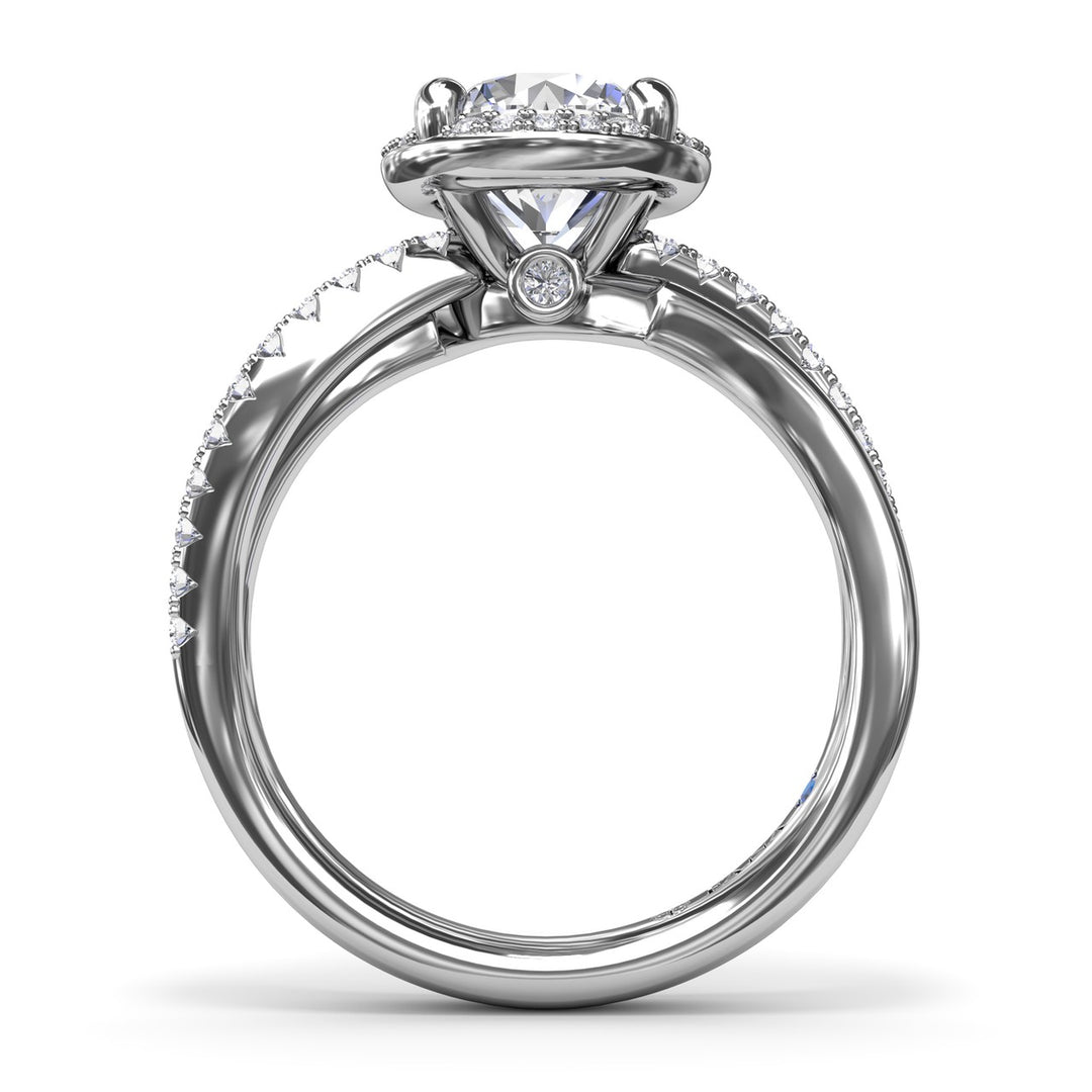 Two-Toned Halo Diamond Engagement Ring