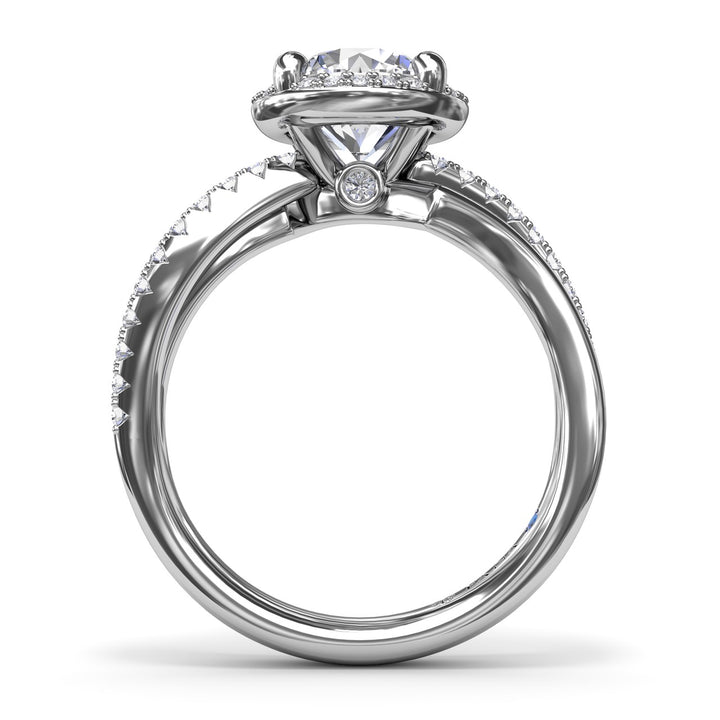 Two-Toned Halo Diamond Engagement Ring