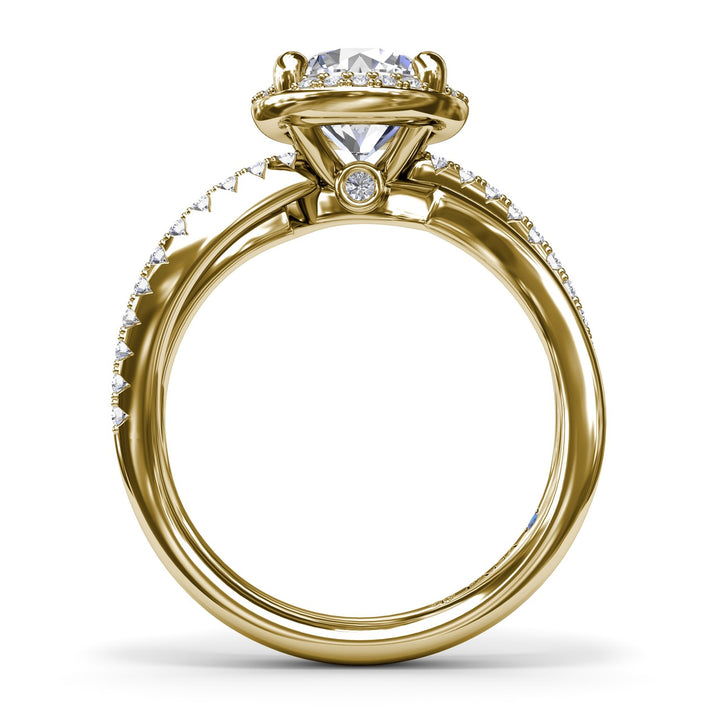 Two-Toned Halo Diamond Engagement Ring
