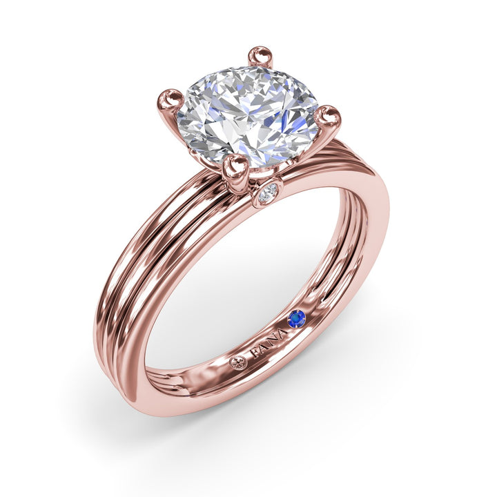 Triple-Row Two-Toned Round Diamond Engagement Ring