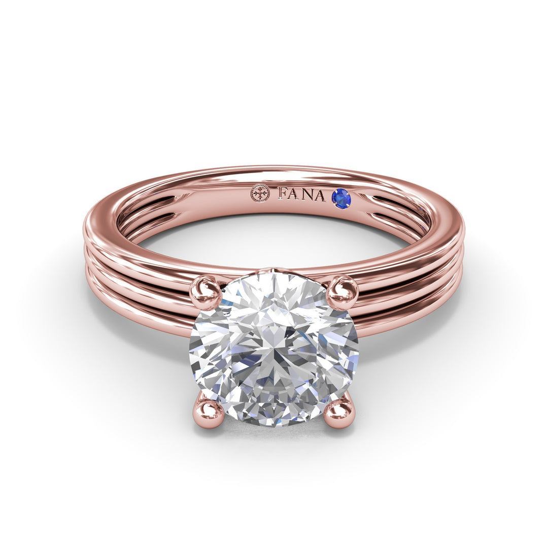 Triple-Row Two-Toned Round Diamond Engagement Ring