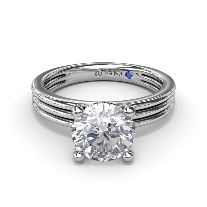 Triple-Row Two-Toned Round Diamond Engagement Ring