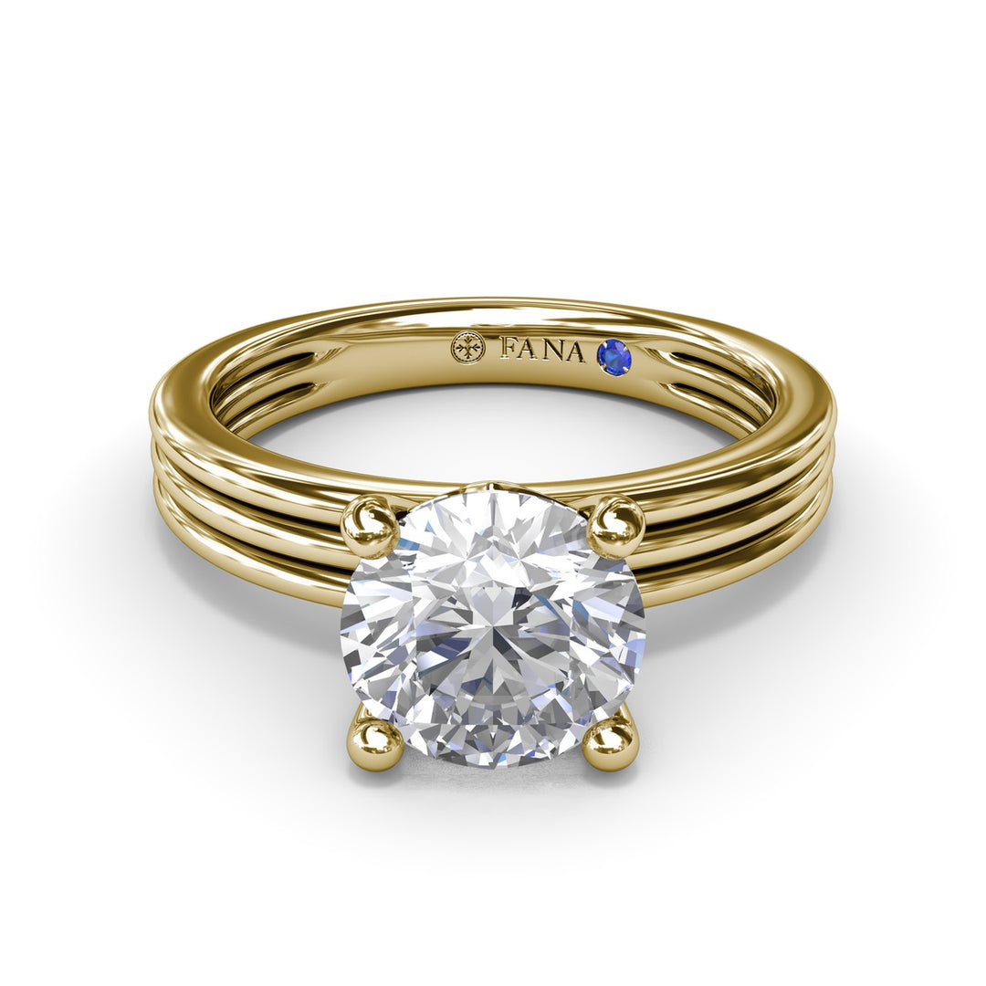 Triple-Row Two-Toned Round Diamond Engagement Ring