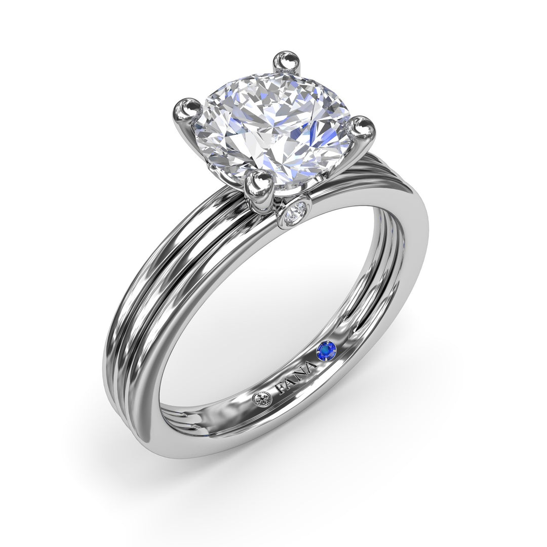 Triple-Row Two-Toned Round Diamond Engagement Ring