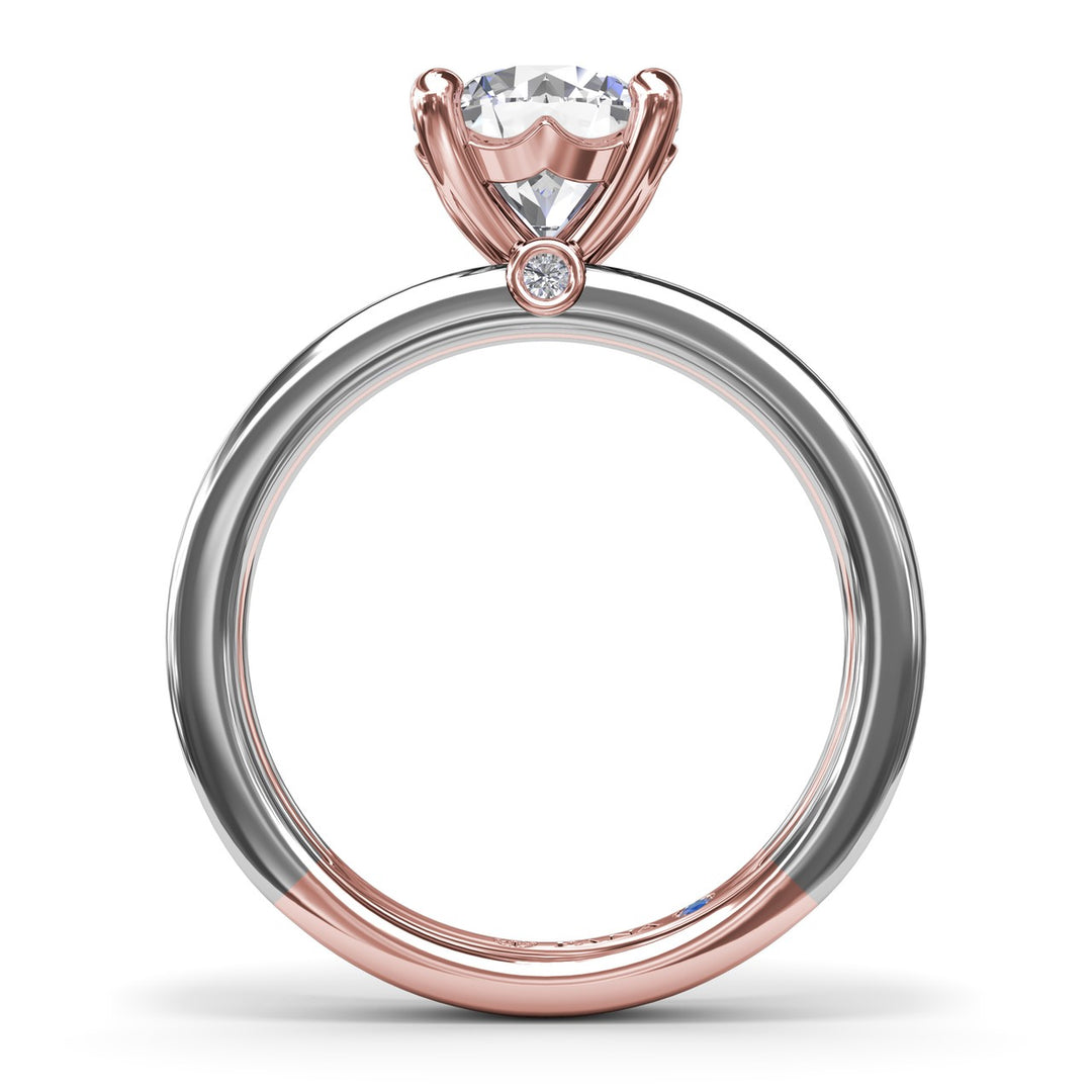 Triple-Row Two-Toned Round Diamond Engagement Ring