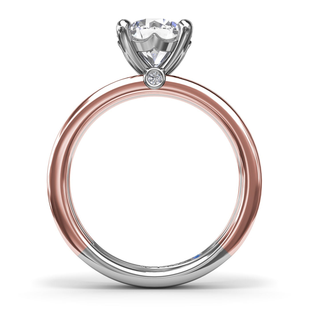 Triple-Row Two-Toned Round Diamond Engagement Ring