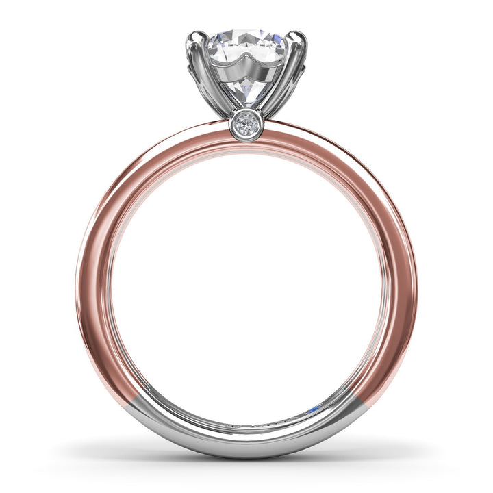 Triple-Row Two-Toned Round Diamond Engagement Ring