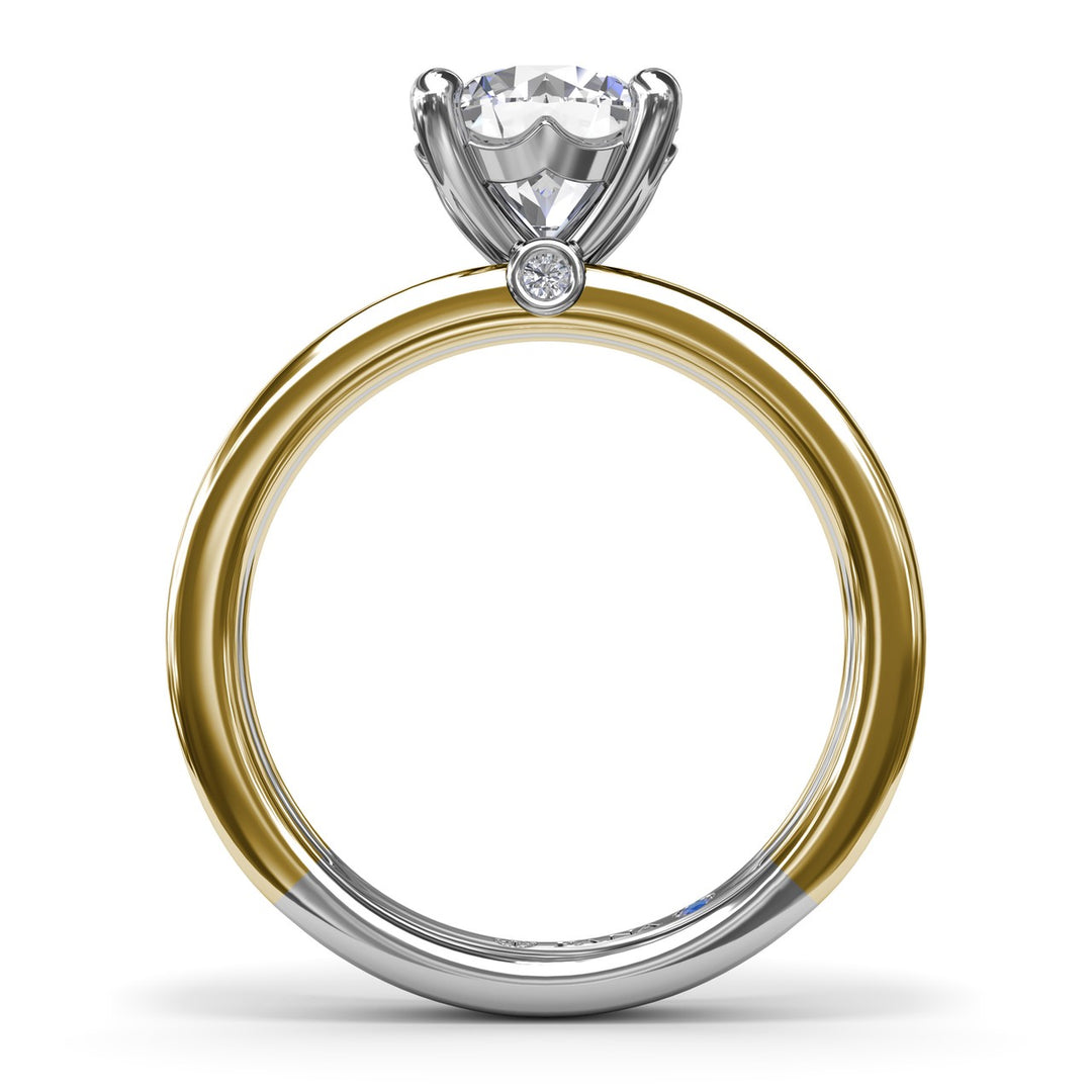 Triple-Row Two-Toned Round Diamond Engagement Ring