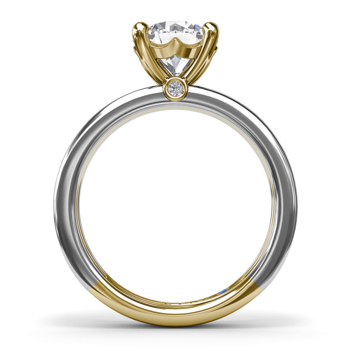 Triple-Row Two-Toned Round Diamond Engagement Ring