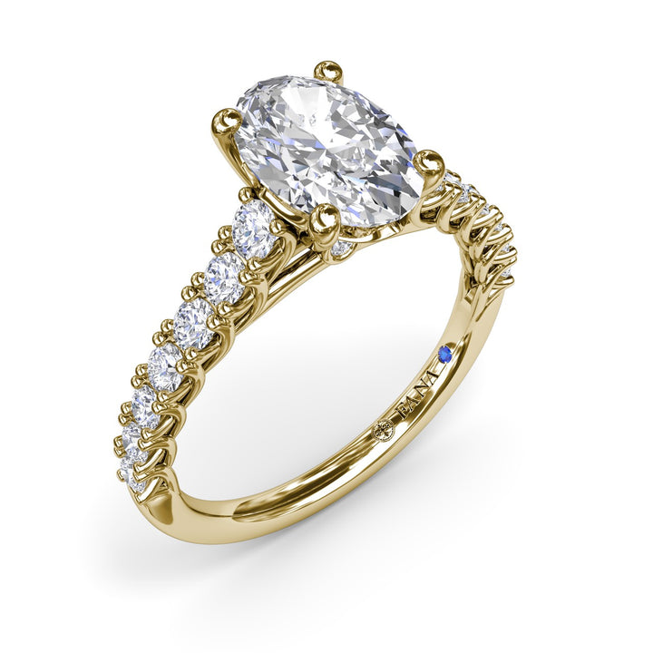 Trellis Set Oval Diamond Engagement Ring