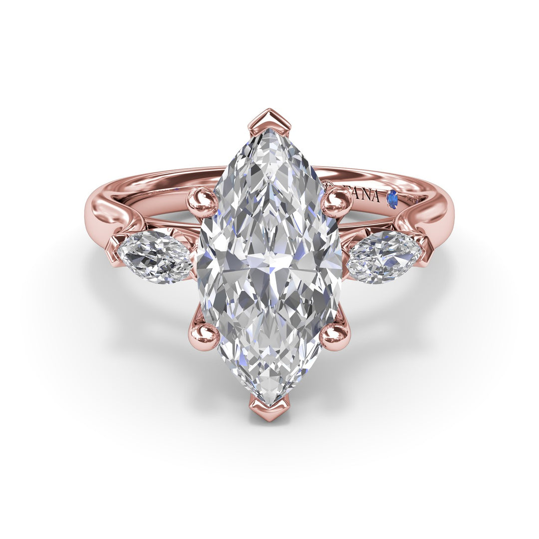 Marquise Three-Stone Diamond Engagement Ring