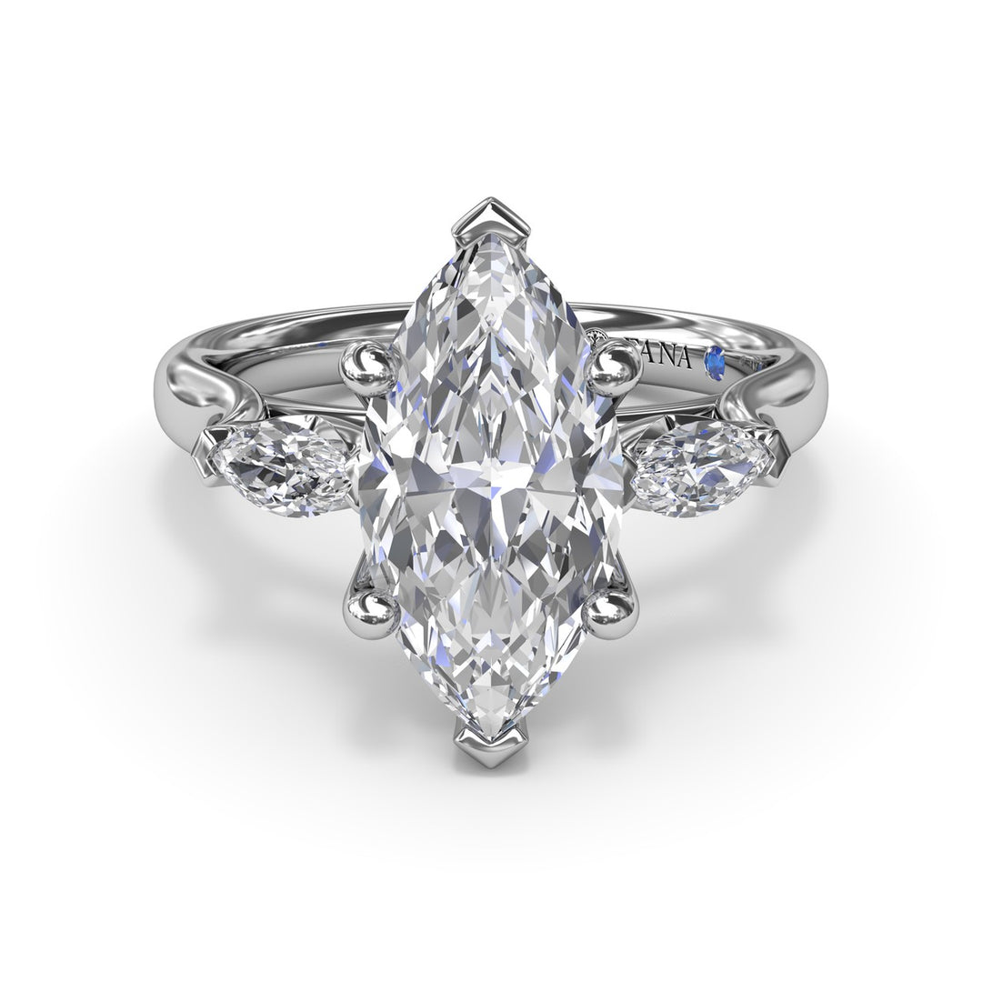 Marquise Three-Stone Diamond Engagement Ring
