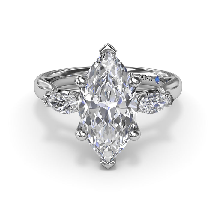 Marquise Three-Stone Diamond Engagement Ring