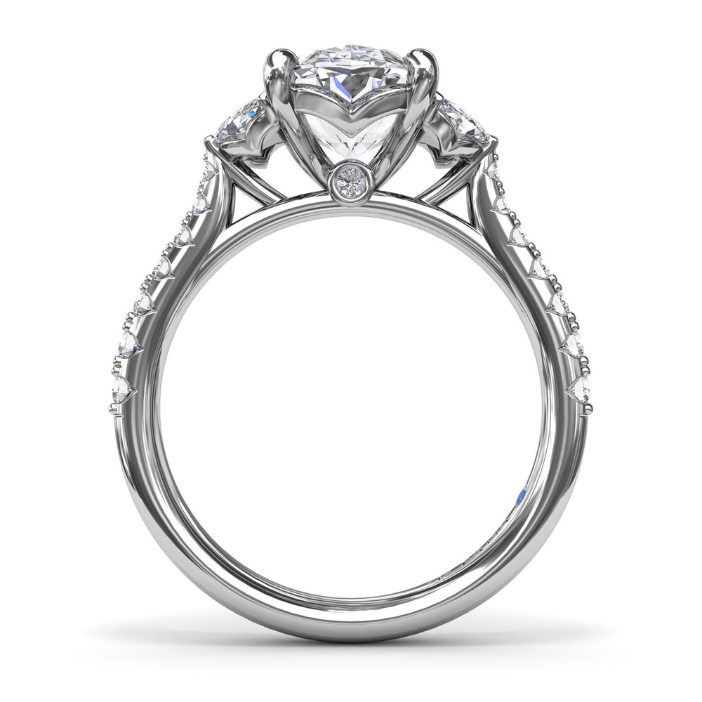 Marquise and Round Half-Moon Shaped Diamond Engagement Ring