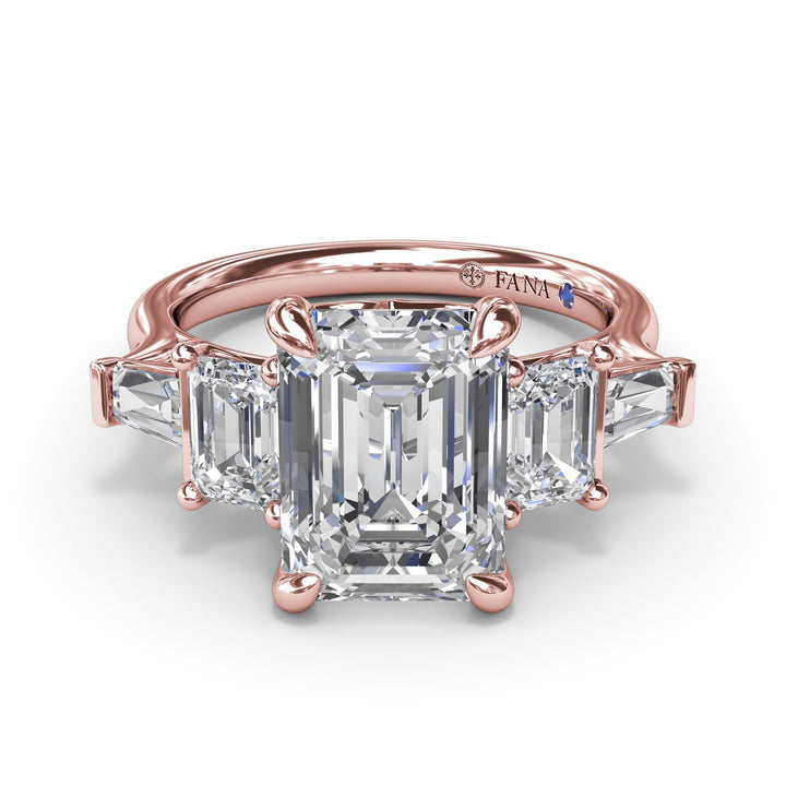 Bold Five-Stone Emerald-Cut Diamond Engagement Ring