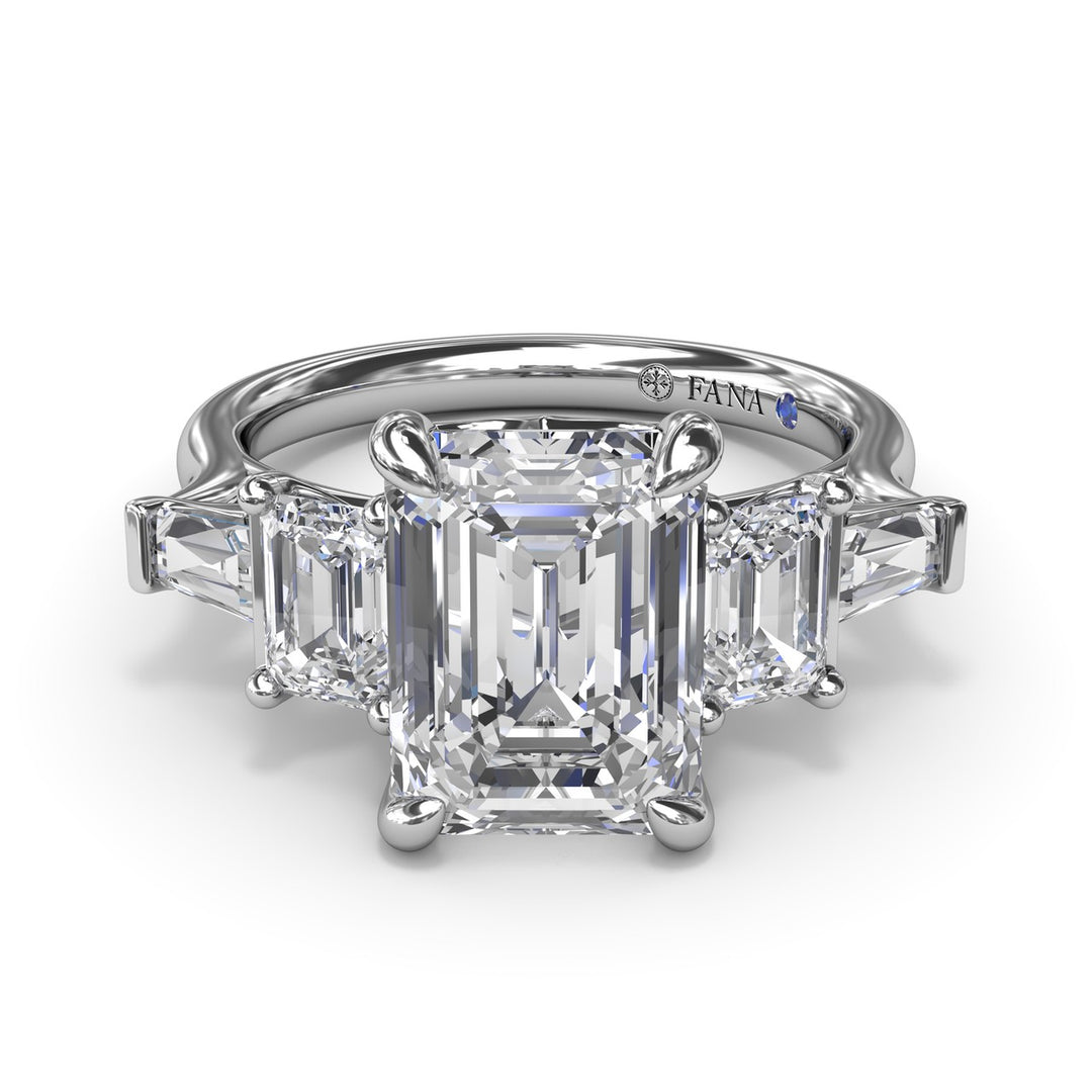 Bold Five-Stone Emerald-Cut Diamond Engagement Ring