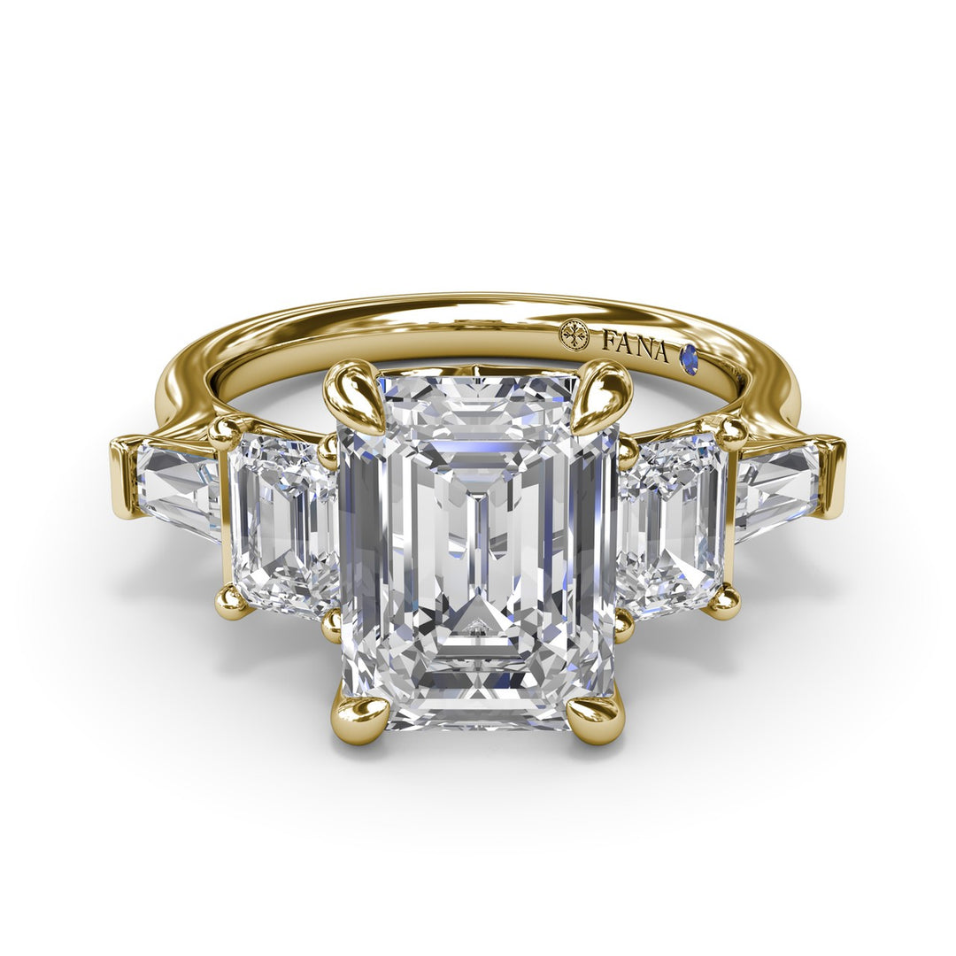 Bold Five-Stone Emerald-Cut Diamond Engagement Ring