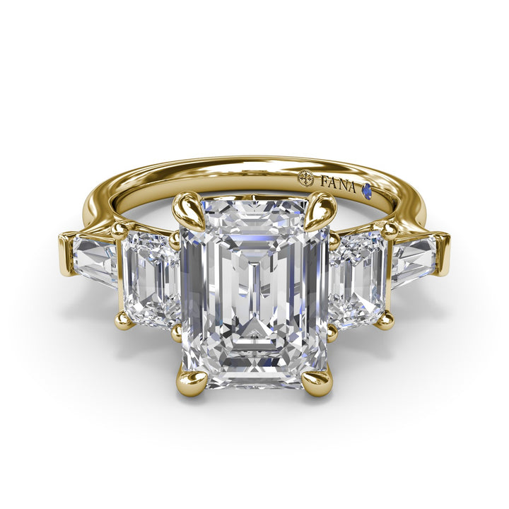 Bold Five-Stone Emerald-Cut Diamond Engagement Ring