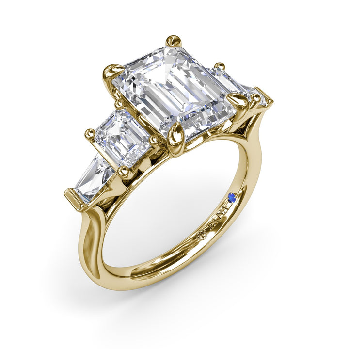 Bold Five-Stone Emerald-Cut Diamond Engagement Ring