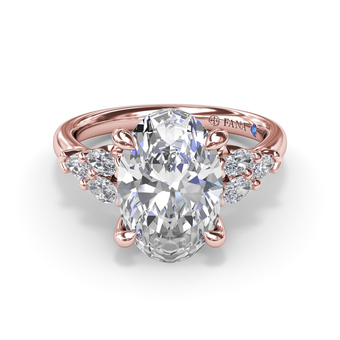 Oval Diamond Engagement Ring with Marquise Side Stones