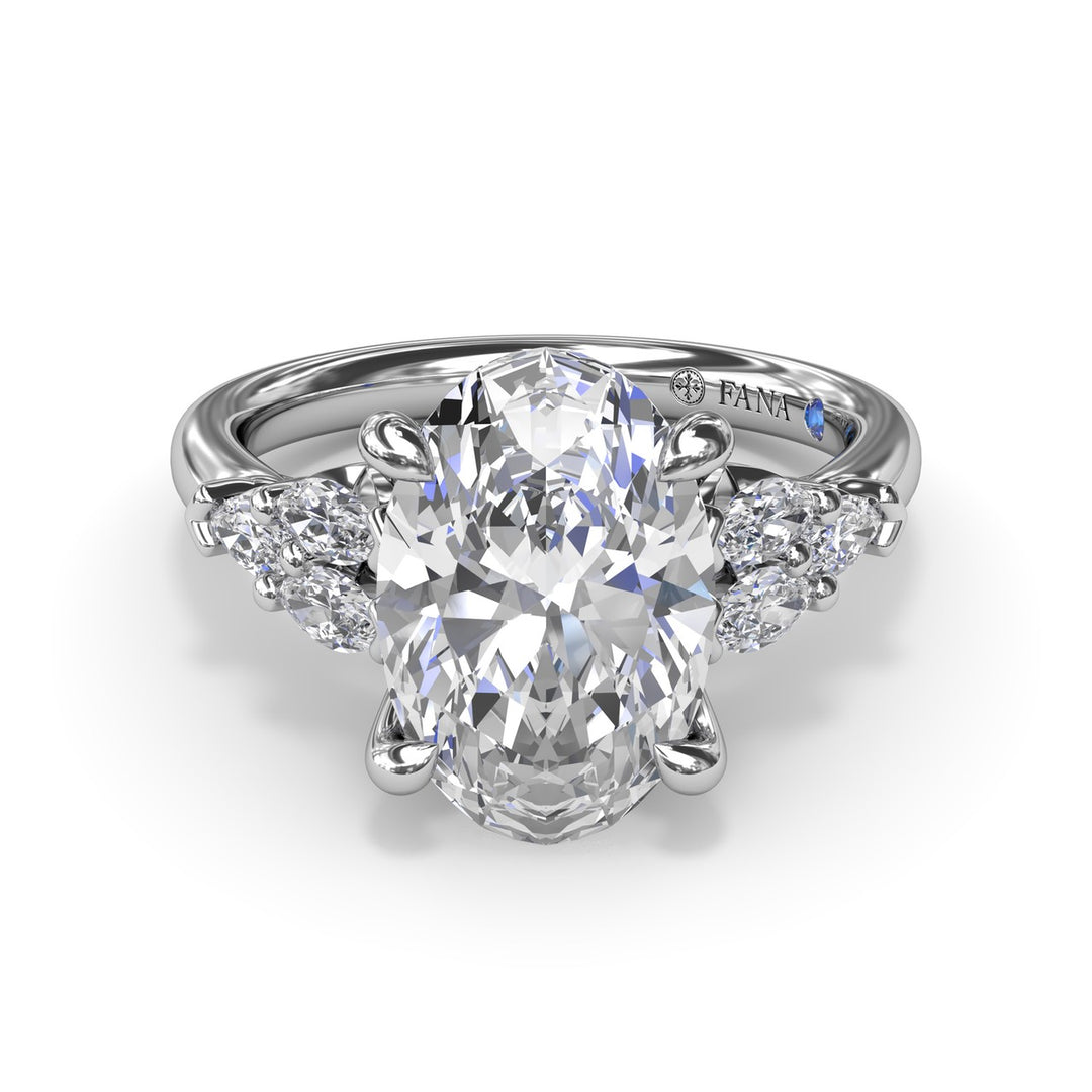 Oval Diamond Engagement Ring with Marquise Side Stones