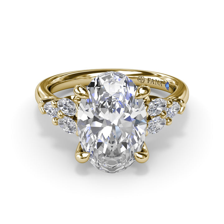 Oval Diamond Engagement Ring with Marquise Side Stones
