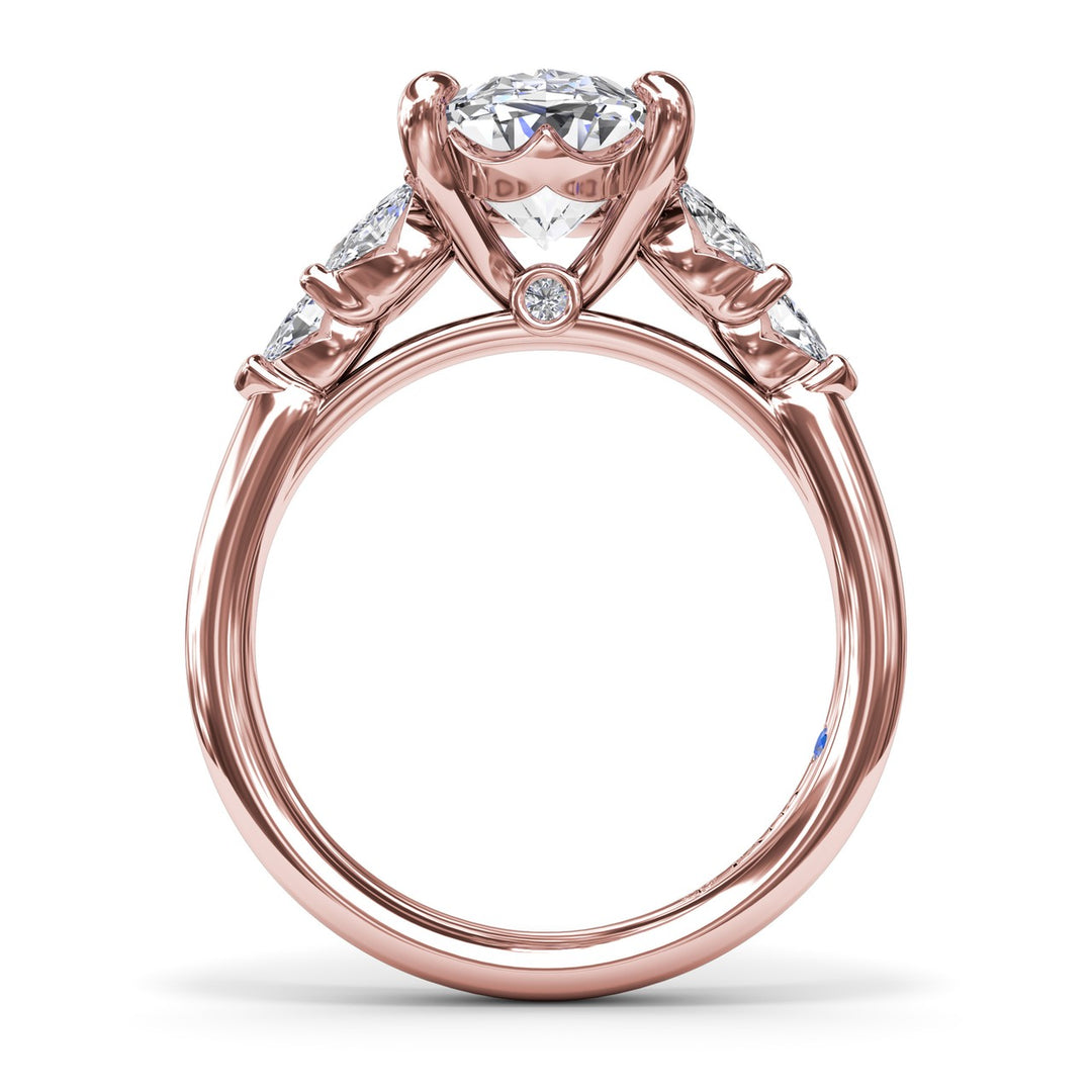 Oval Diamond Engagement Ring with Marquise Side Stones