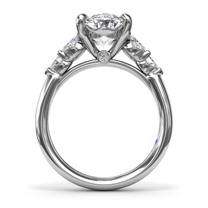 Oval Diamond Engagement Ring with Marquise Side Stones